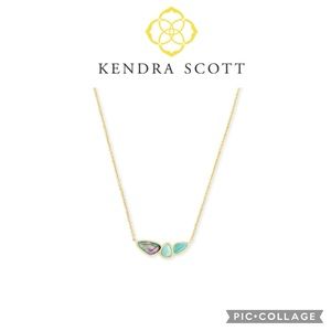 Kendra Scott IVY Short Necklace Sea Green Mix Gold Tone NEW NWT